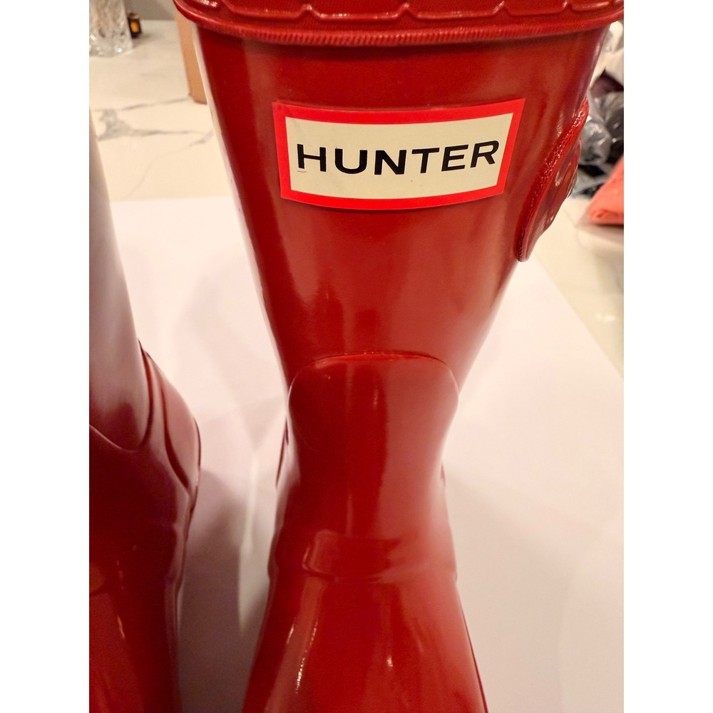 Hunter Original Short Gloss Rain Boots Red Women's US 7 EU 38 - Picture 2 of 11